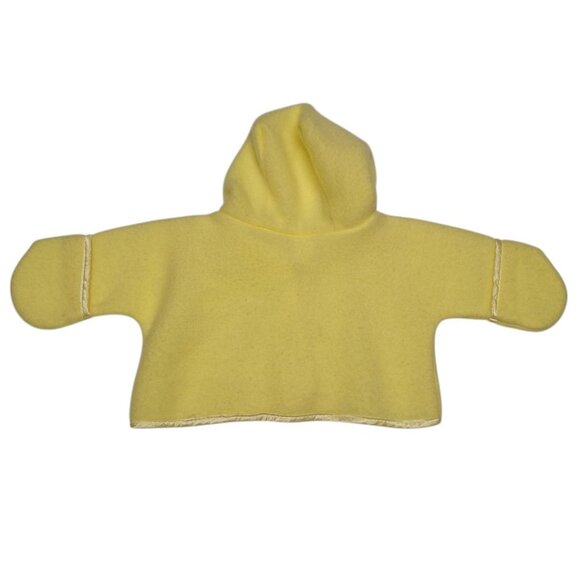 Vintage Baby‎ Yellow Hooded Coat & Sleeping Bag Combo Satin Trim Buttons - Picture 3 of 12